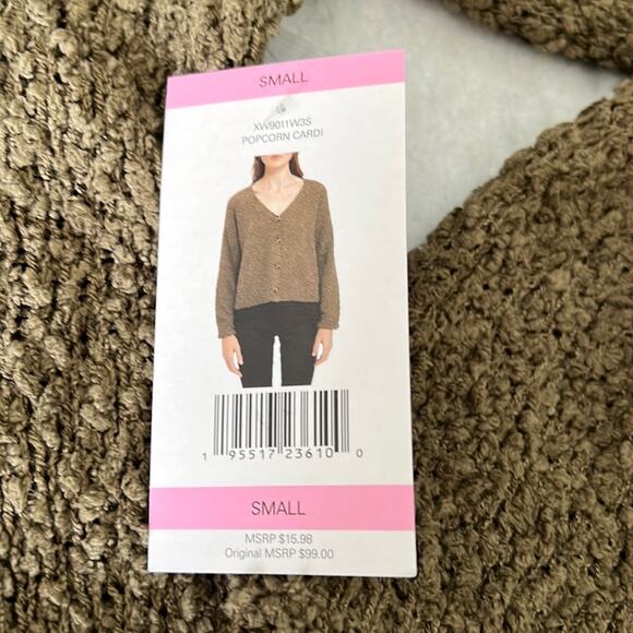 Social Standard by Sanctuary Olive Boucle Cardigan Sweater Woman's Small - Picture 7 of 10